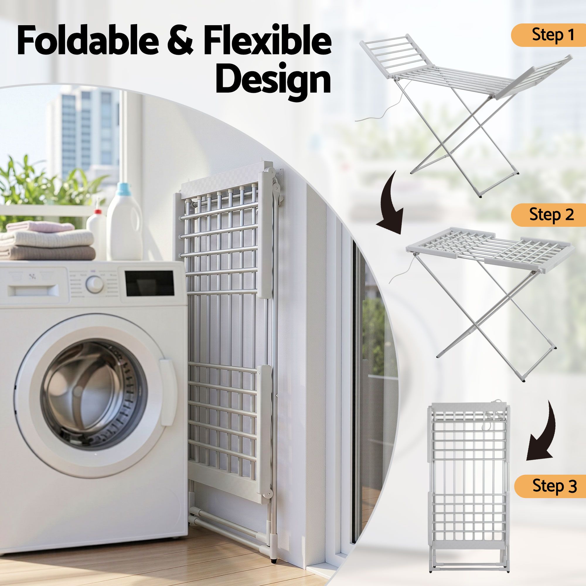 Devanti Electric Heated Towel Rail Rack 18 Bars Freestanding Clothes Dry Warmer TW-C-Y-ALUM