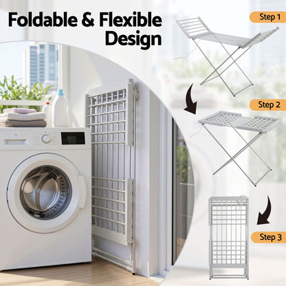 Devanti Electric Heated Towel Rail Rack 18 Bars Freestanding Clothes Dry Warmer TW-C-Y-ALUM