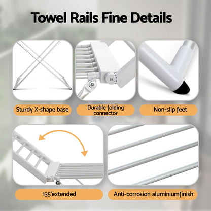 Devanti Electric Heated Towel Rail Rack 18 Bars Freestanding Clothes Dry Warmer TW-C-Y-ALUM