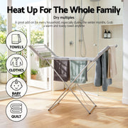 Devanti Electric Heated Towel Rail Rack 18 Bars Freestanding Clothes Dry Warmer TW-C-Y-ALUM