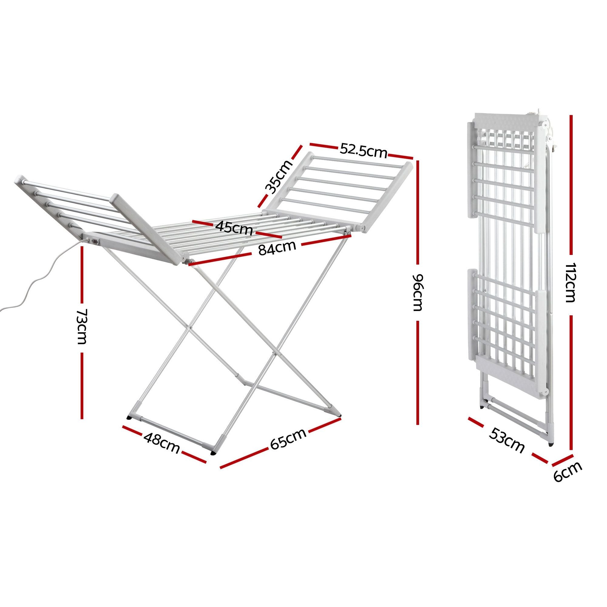 Devanti Electric Heated Towel Rail Rack 18 Bars Freestanding Clothes Dry Warmer TW-C-Y-ALUM