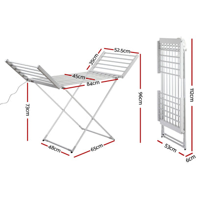 Devanti Electric Heated Towel Rail Rack 18 Bars Freestanding Clothes Dry Warmer TW-C-Y-ALUM