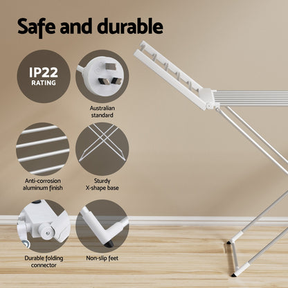 Devanti Foldable Electric Heated Towel Rail Rack with 24H Timer TW-C-YTC-ALUM