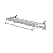 Towel Rail Rack Holder 4 Bars Wall Mounted Aluminium Foldable Hanging Hook TW-E-WALL-FD-30-BK