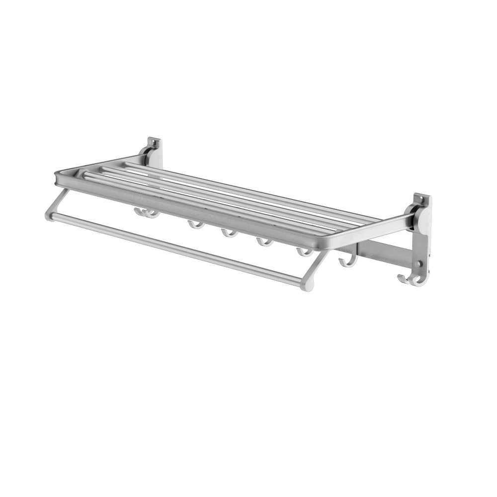 Towel Rail Rack Holder 4 Bars Wall Mounted Aluminium Foldable Hanging Hook TW-E-WALL-FD-30-BK