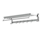Towel Rail Rack Holder 4 Bars Wall Mounted Aluminium Foldable Hanging Hook TW-E-WALL-FD-30-BK