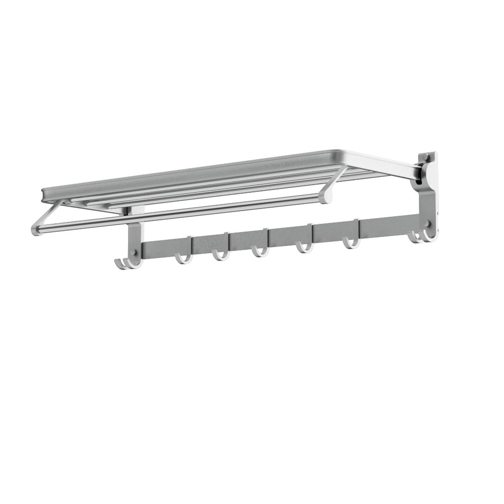 Towel Rail Rack Holder 4 Bars Wall Mounted Aluminium Foldable Hanging Hook TW-E-WALL-FD-30-BK