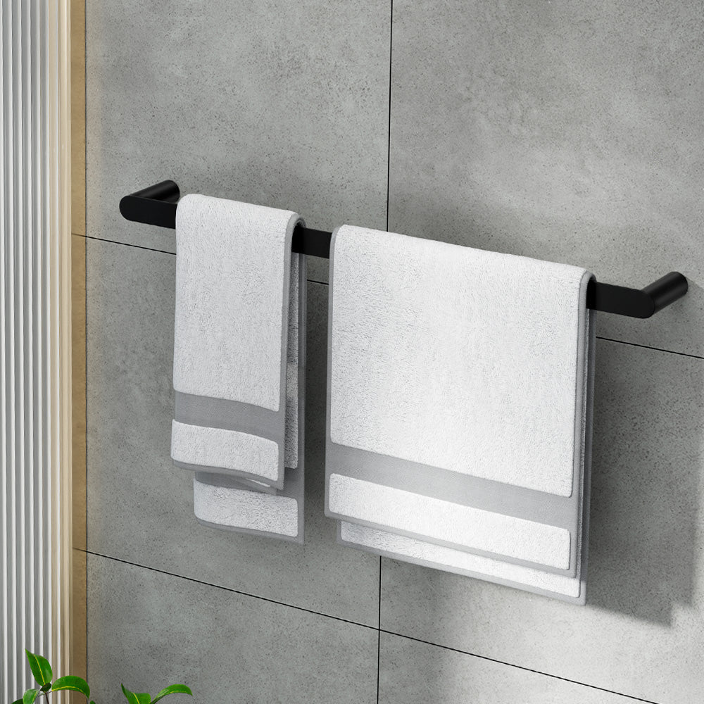 Towel Rail Rack Holder Single 600mm Wall Mounted Stainless Steel Black TW-E-WALL-SR-BK