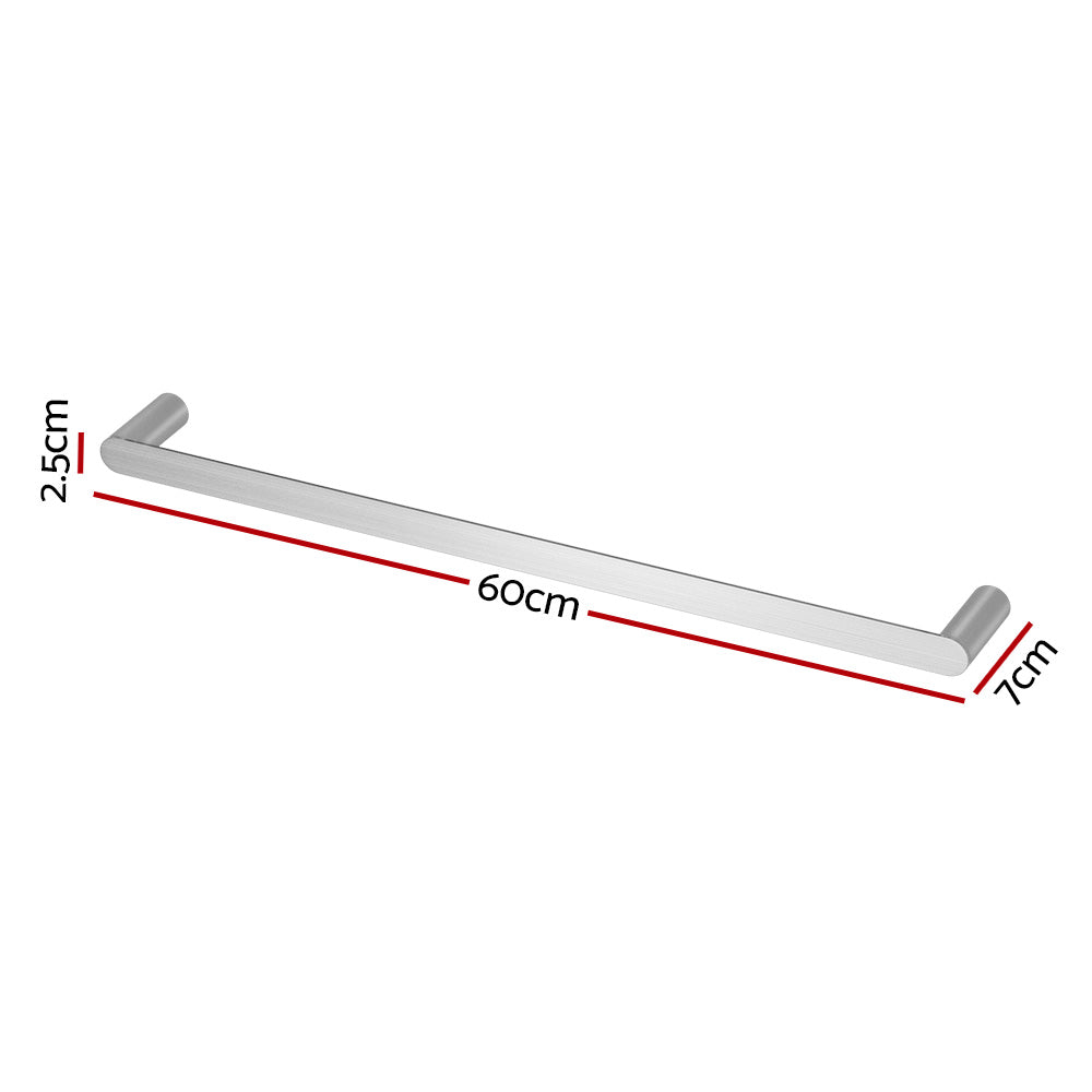 Towel Rail Rack Holder Single 600mm Wall Mounted Stainless Steel Silver TW-E-WALL-SR-SI