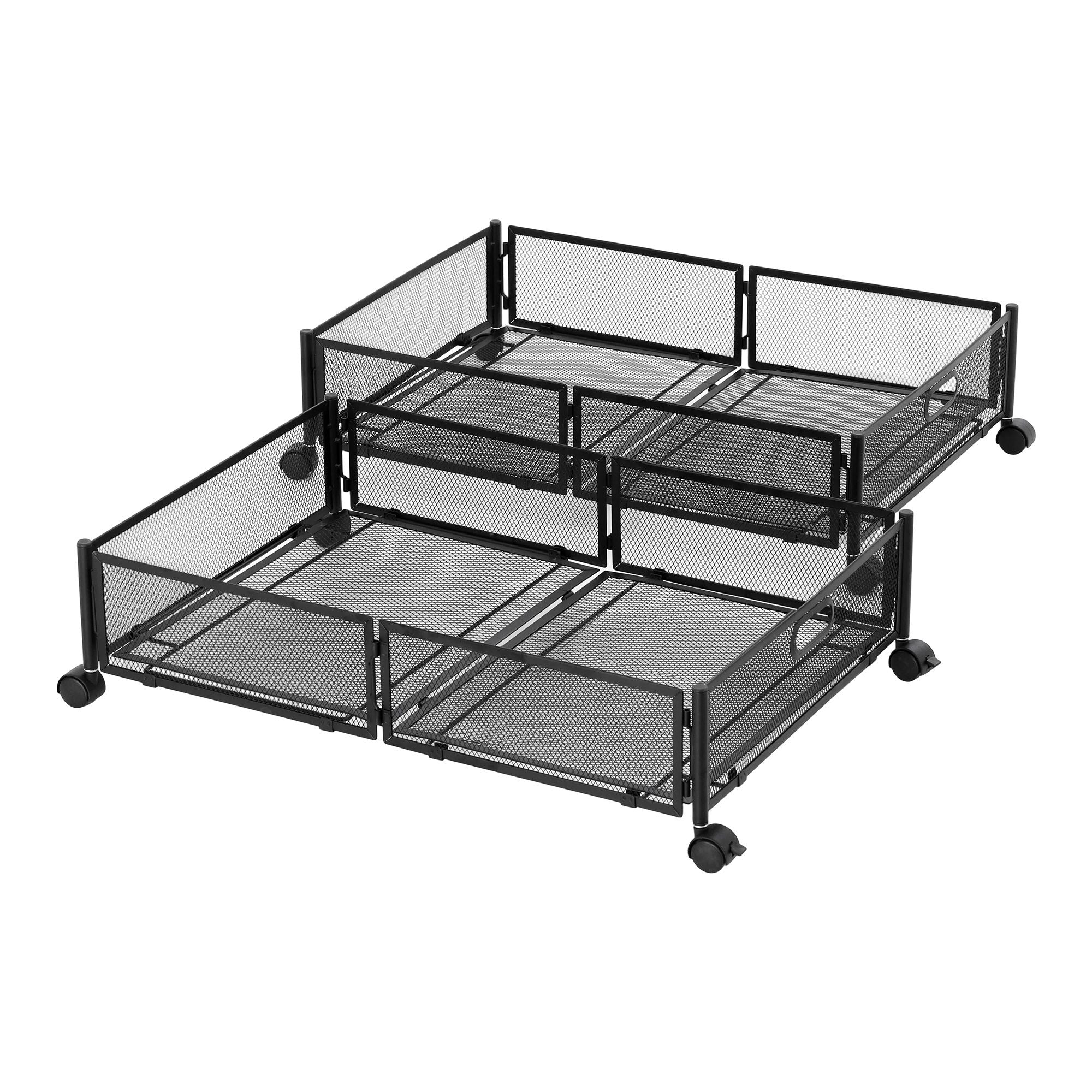 Artiss 2X Under Bed Storage Containers Metal Boxes Quilt Organiser with Wheels UBS-A-MET01-BKX2