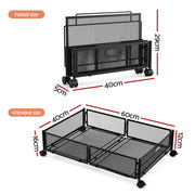 Artiss 2X Under Bed Storage Containers Metal Boxes Quilt Organiser with Wheels UBS-A-MET01-BKX2