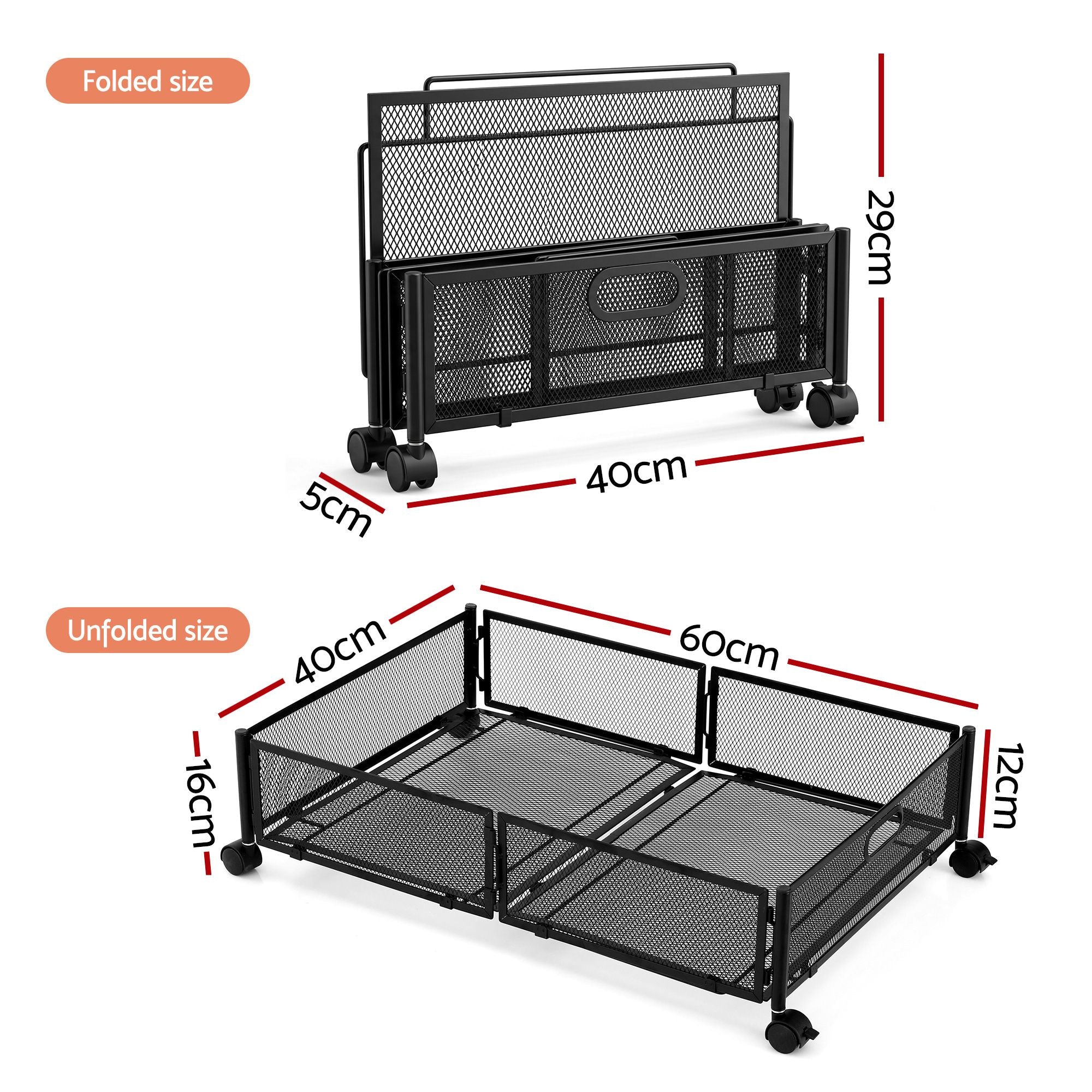 Artiss 2X Under Bed Storage Containers Metal Boxes Quilt Organiser with Wheels UBS-A-MET01-BKX2