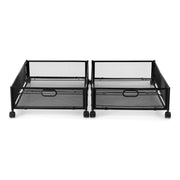 Artiss 2X Under Bed Storage Containers Metal Boxes Quilt Organiser with Wheels UBS-A-MET01-BKX2