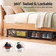 Artiss 2X Under Bed Storage Containers Metal Boxes Quilt Organiser with Wheels UBS-A-MET01-BKX2