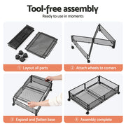Artiss 2X Under Bed Storage Containers Metal Boxes Quilt Organiser with Wheels UBS-A-MET01-BKX2