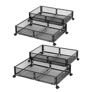 Artiss 4X Under Bed Storage Containers Metal Boxes Quilt Organiser with Wheels UBS-A-MET01-BKX4