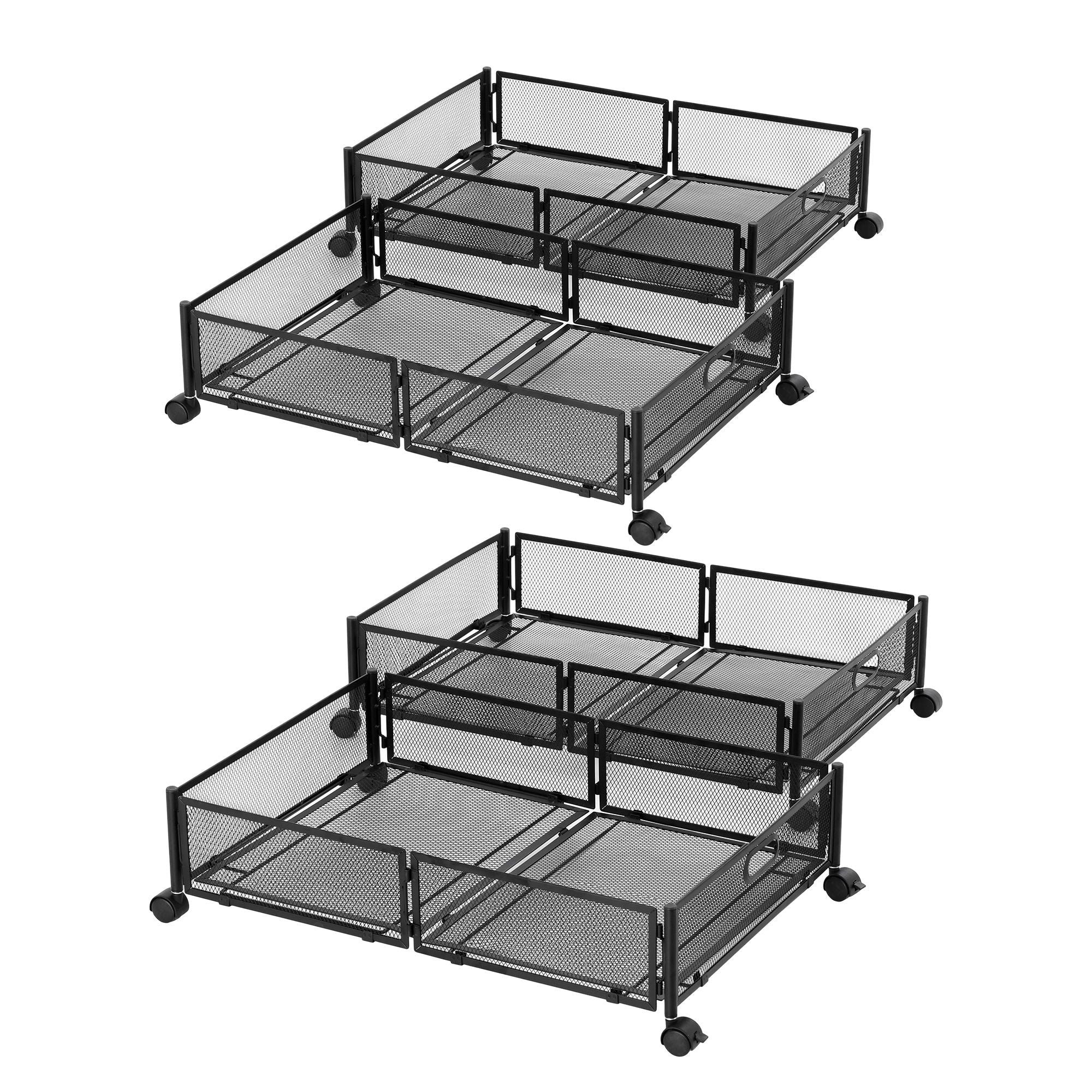 Artiss 4X Under Bed Storage Containers Metal Boxes Quilt Organiser with Wheels UBS-A-MET01-BKX4