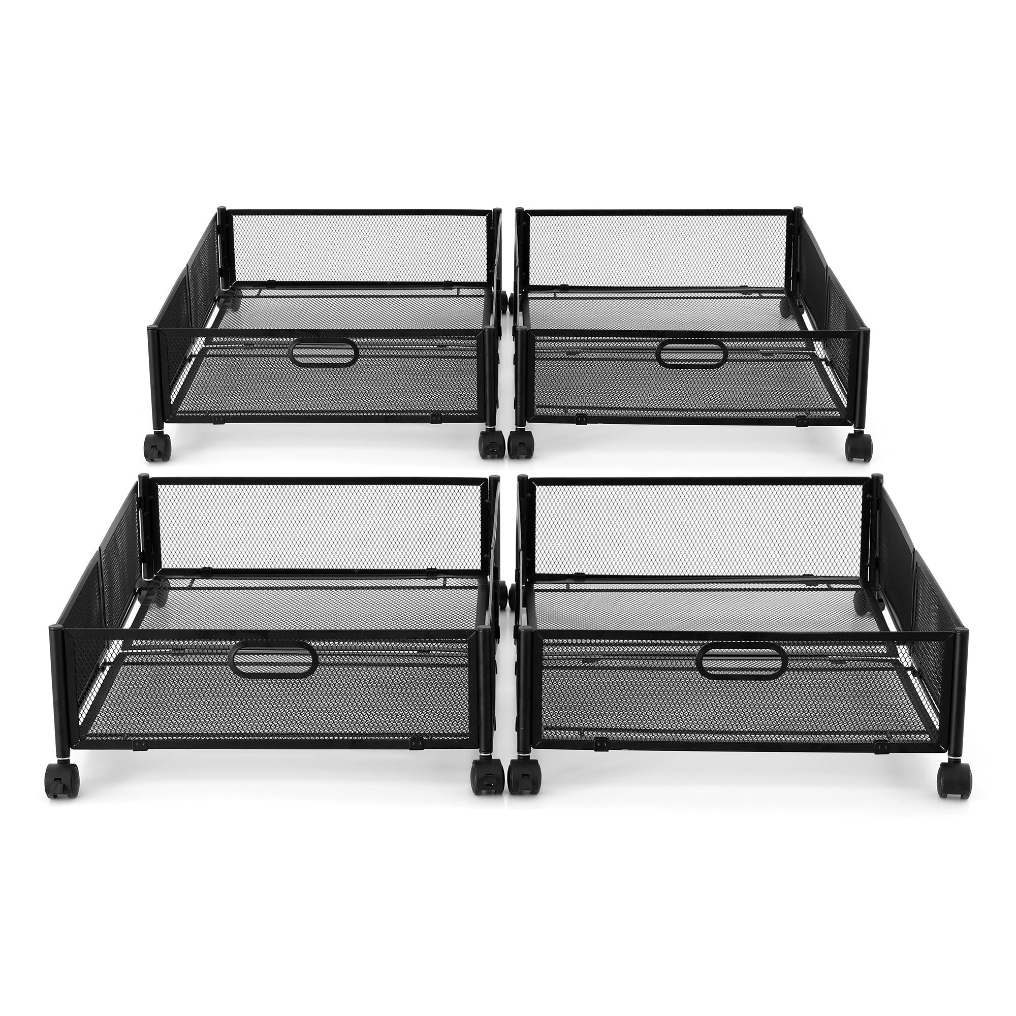 Artiss 4X Under Bed Storage Containers Metal Boxes Quilt Organiser with Wheels UBS-A-MET01-BKX4