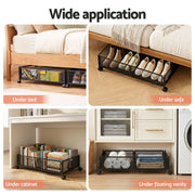 Artiss 4X Under Bed Storage Containers Metal Boxes Quilt Organiser with Wheels UBS-A-MET01-BKX4