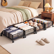 Artiss 4X Under Bed Storage Containers Metal Boxes Quilt Organiser with Wheels UBS-A-MET01-BKX4