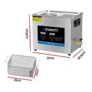 Devanti 10L Ultrasonic Cleaner Heater Cleaning Machine Timer Industrial 240W UC-040S-100-SV