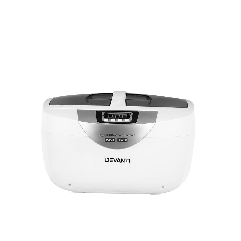 Devanti 2500ml Ultrasonic Cleaner Heater Jewellery Glasses Cleaning Machine 70W UC-4820-25-WH