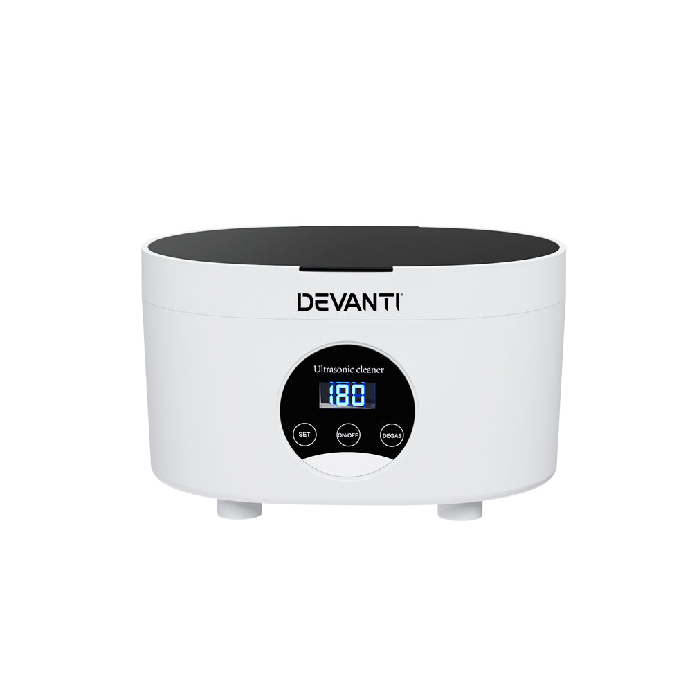 Devanti 600ml Ultrasonic Cleaner Timer Jewellery Glasses Cleaning Machine Degas UC-895-6-WH