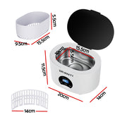 Devanti 600ml Ultrasonic Cleaner Timer Jewellery Glasses Cleaning Machine Degas UC-895-6-WH