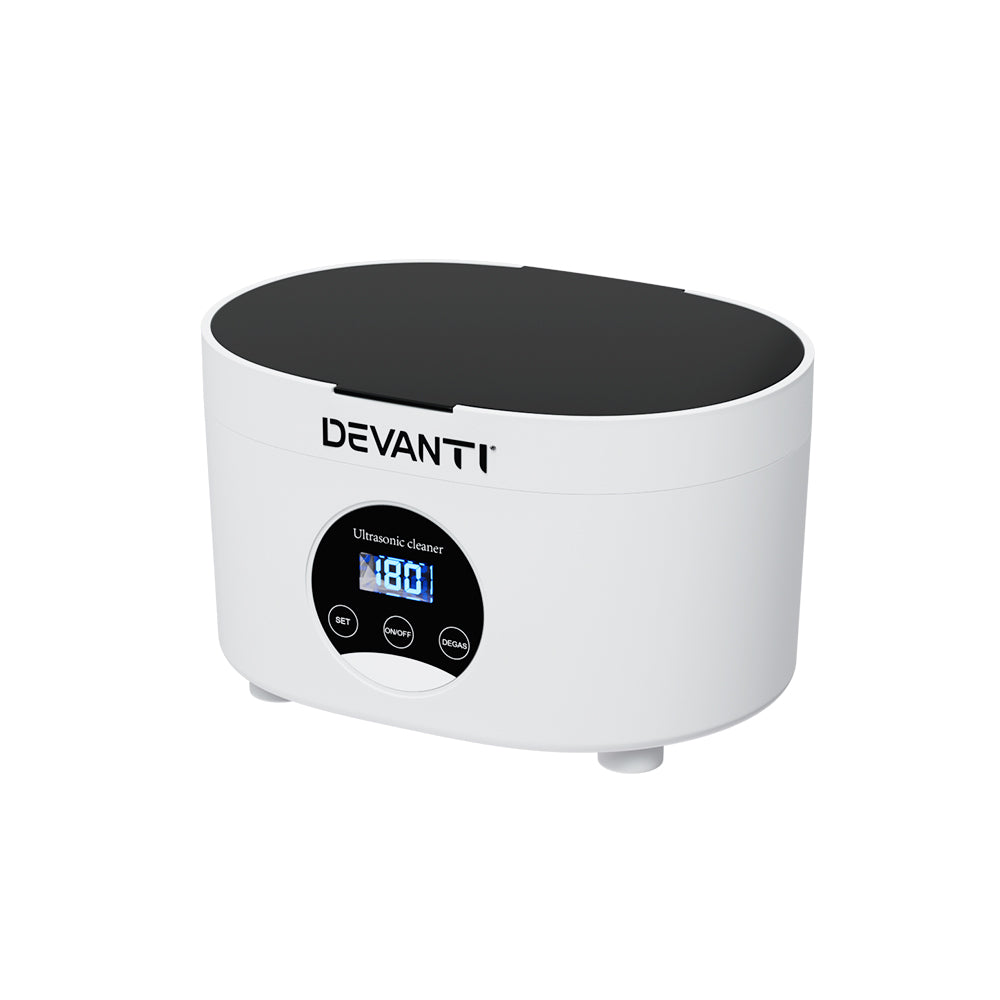 Devanti 600ml Ultrasonic Cleaner Timer Jewellery Glasses Cleaning Machine Degas UC-895-6-WH