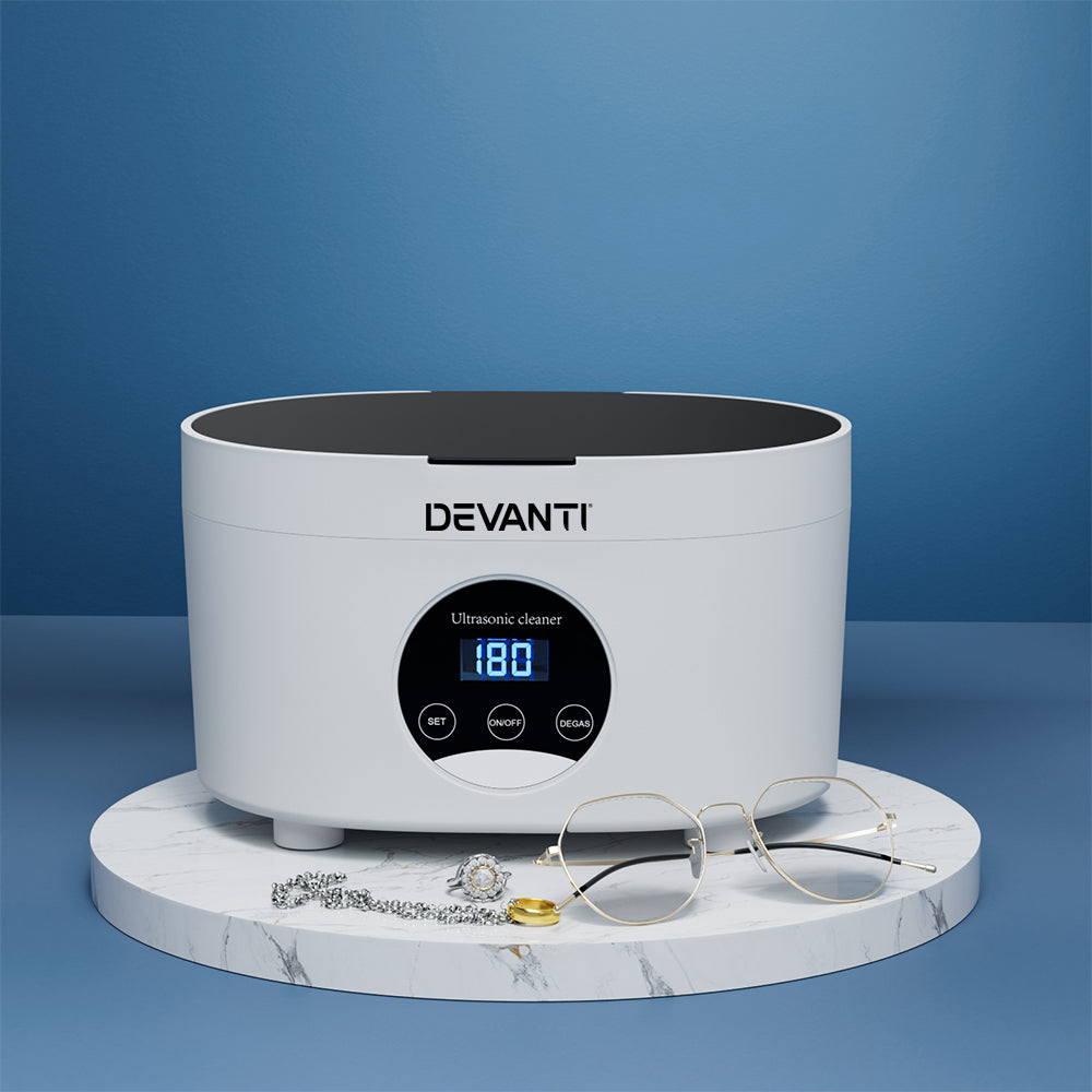 Devanti 600ml Ultrasonic Cleaner Timer Jewellery Glasses Cleaning Machine Degas UC-895-6-WH