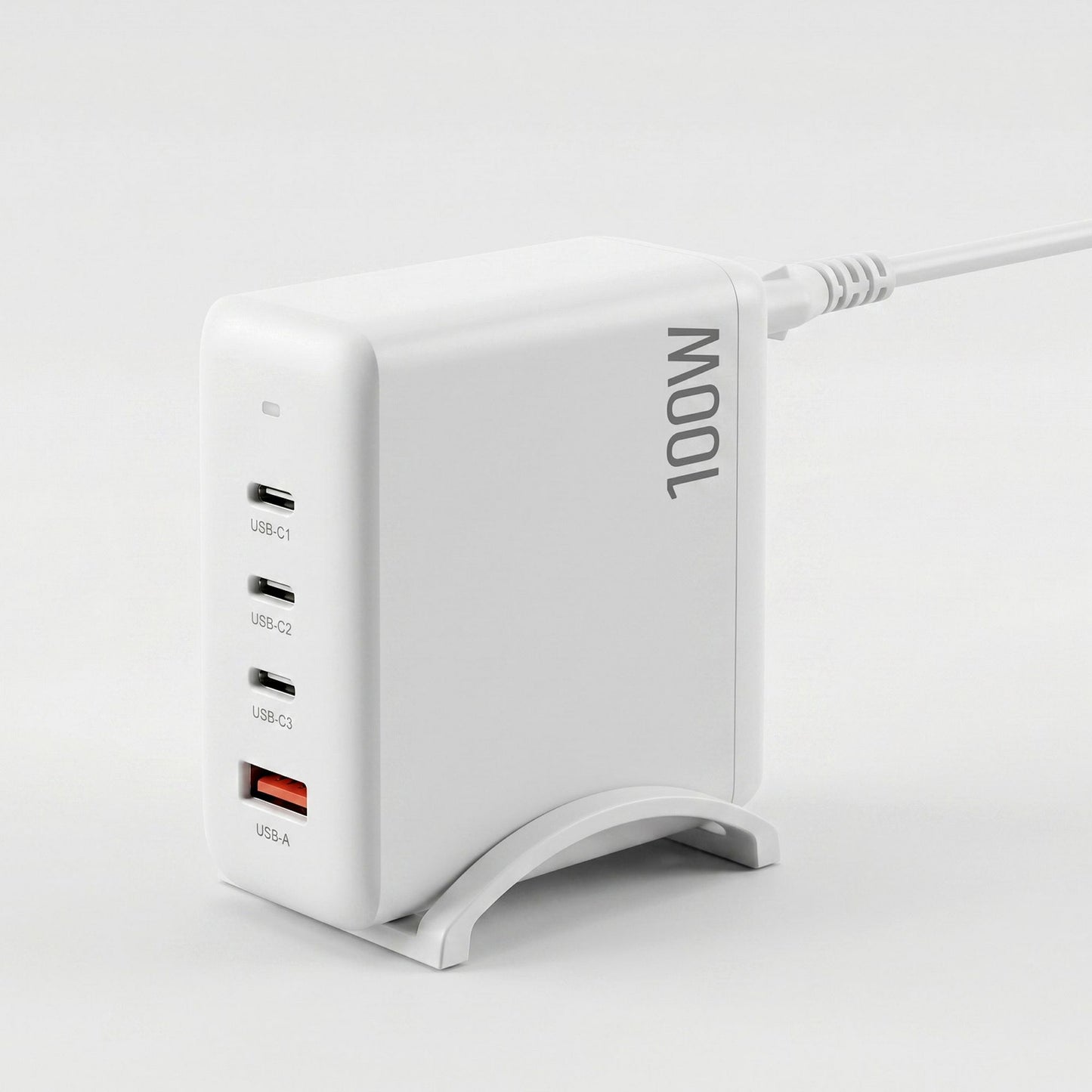 Devanti USB C Charger 100W Fast Charger 4 Port GaN Desktop Station White UCC-100W-WH