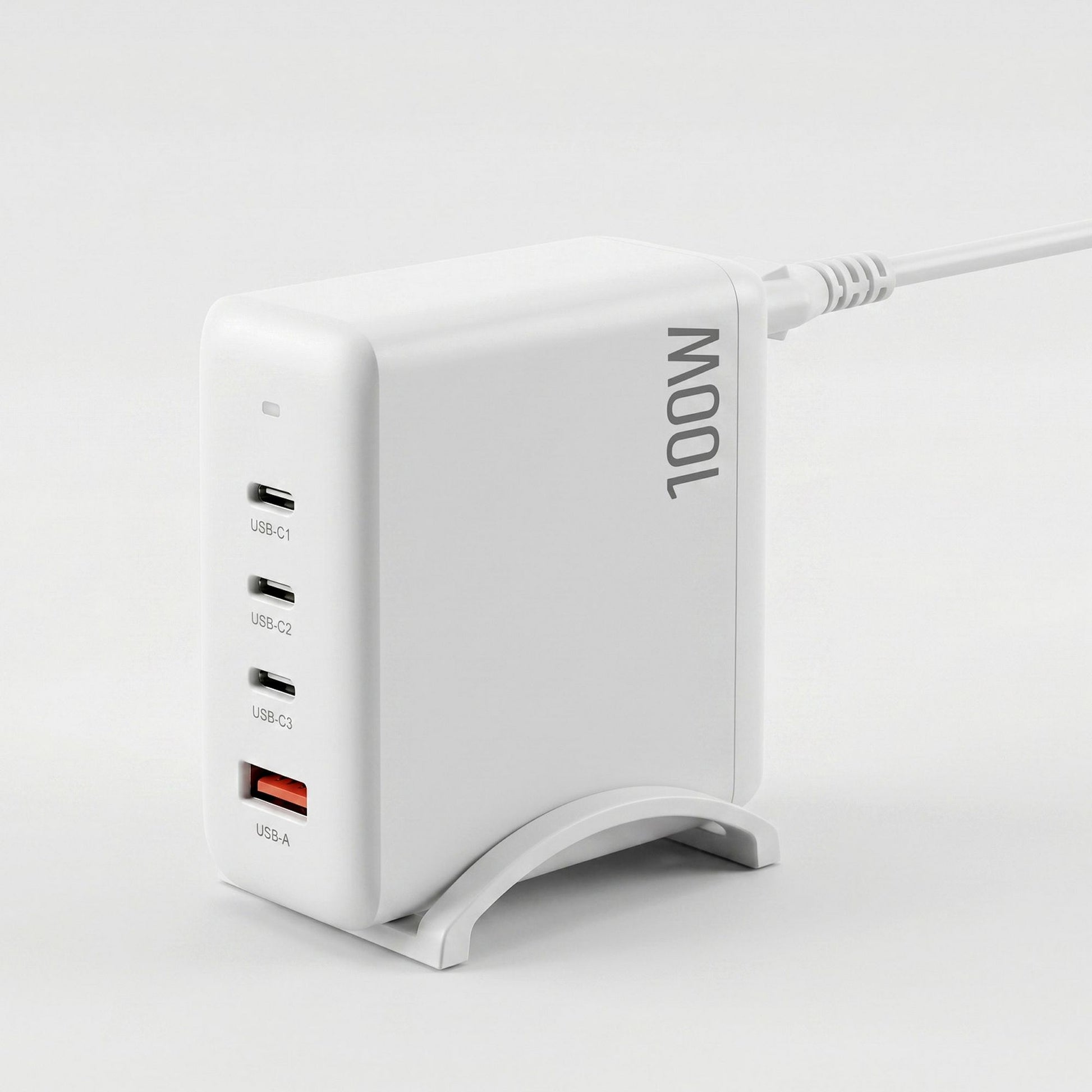 Devanti USB C Charger 100W Fast Charger 4 Port GaN Desktop Station White UCC-100W-WH