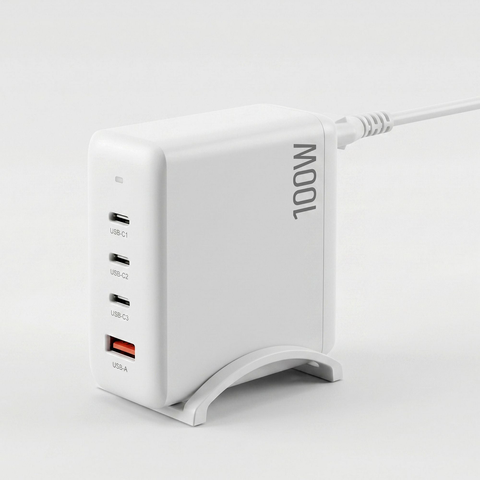 Devanti USB C Charger 100W Fast Charger 4 Port GaN Desktop Station White UCC-100W-WH