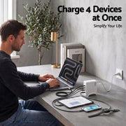 Devanti USB C Charger 100W Fast Charger 4 Port GaN Desktop Station White UCC-100W-WH