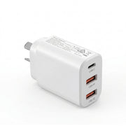 Devanti USB C Charger 30W Fast Charger 3 Port PD Charging Block White UCC-30W-WH