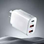 Devanti USB C Charger 30W Fast Charger 3 Port PD Charging Block White UCC-30W-WH
