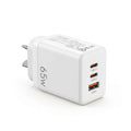 Devanti USB C Charger 65W Fast Charger 3 Port PD Wall Adapter White UCC-65W-WH