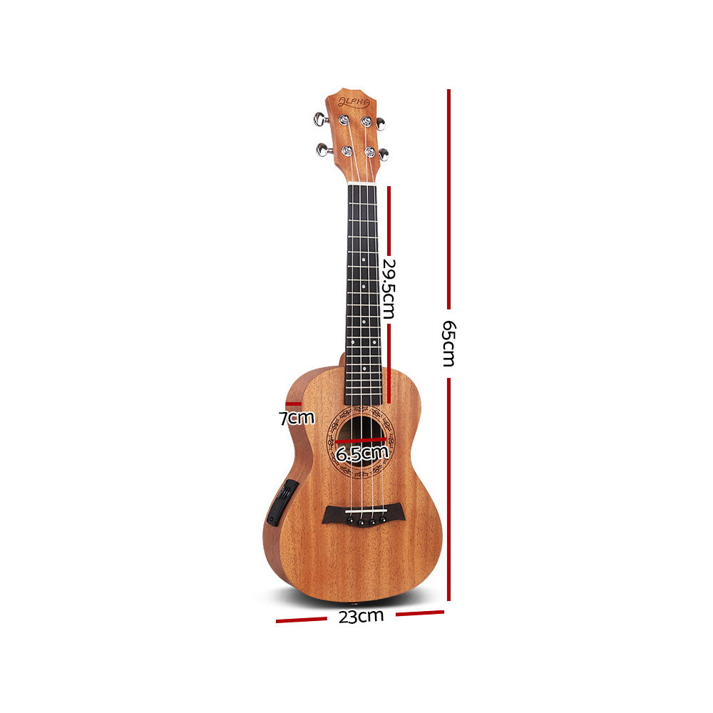 Alpha 26" Ukulele Equaliser Natural Mahogany Tenor Beginner Gift w/ Bag UKULE-D-26-EQ-NAT