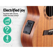Alpha 26" Ukulele Equaliser Natural Mahogany Tenor Beginner Gift w/ Bag UKULE-D-26-EQ-NAT