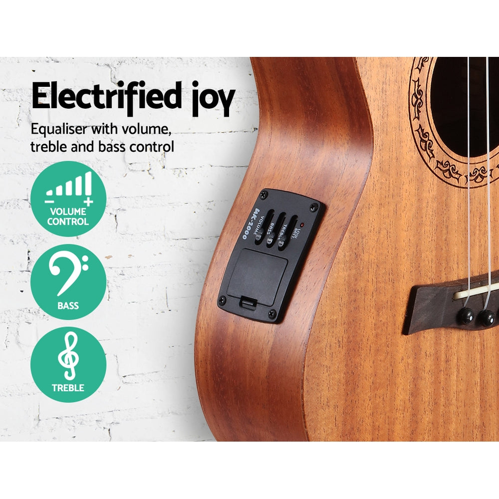 Alpha 26" Ukulele Equaliser Natural Mahogany Tenor Beginner Gift w/ Bag UKULE-D-26-EQ-NAT