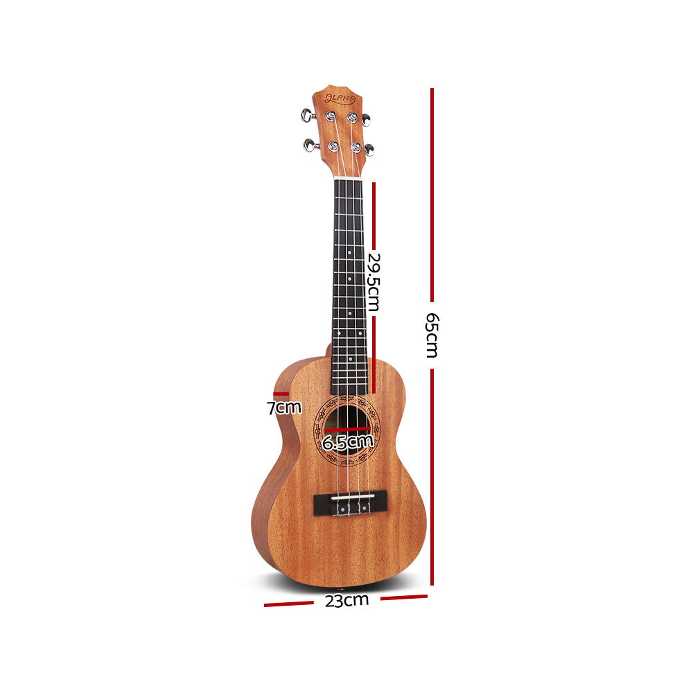 Alpha 26" Ukulele Natural Mahogany Tenor Beginner Gift w/ Carry Bag UKULE-D-26-NAT