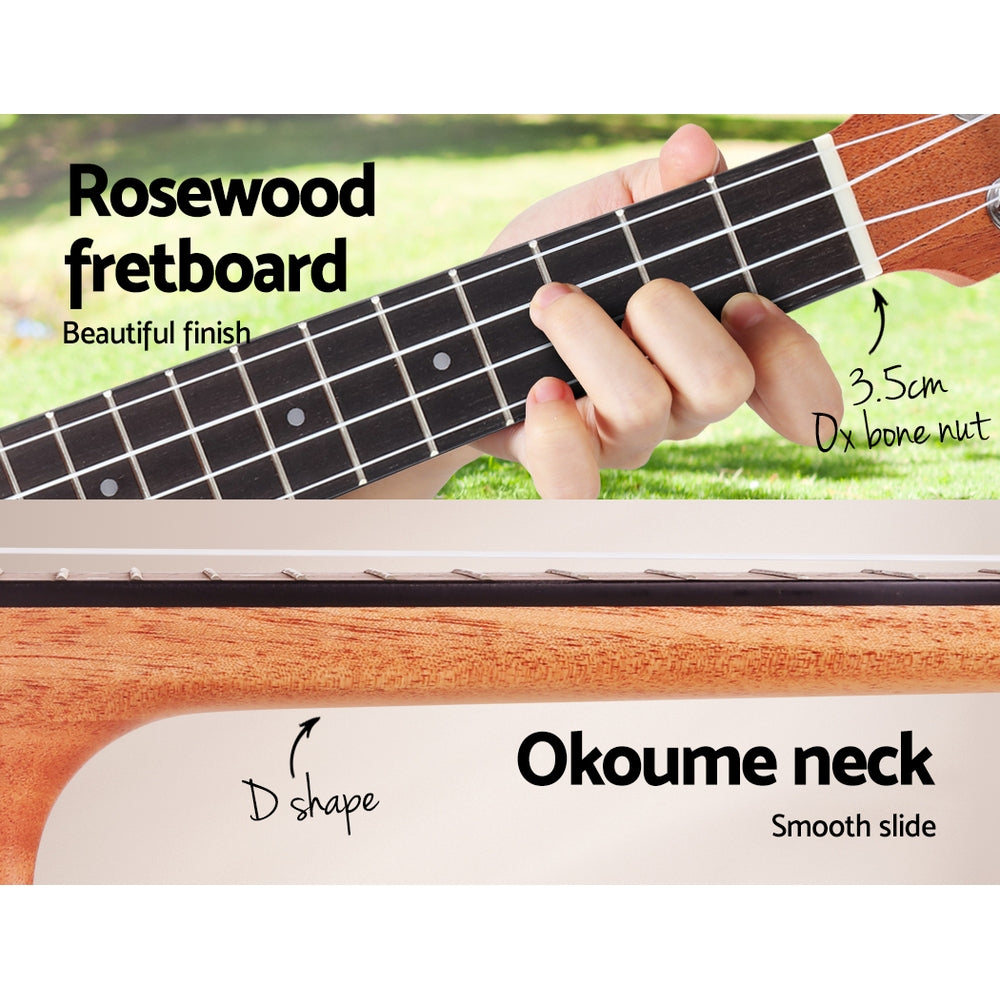 Alpha 26" Ukulele Natural Mahogany Tenor Beginner Gift w/ Carry Bag UKULE-D-26-NAT