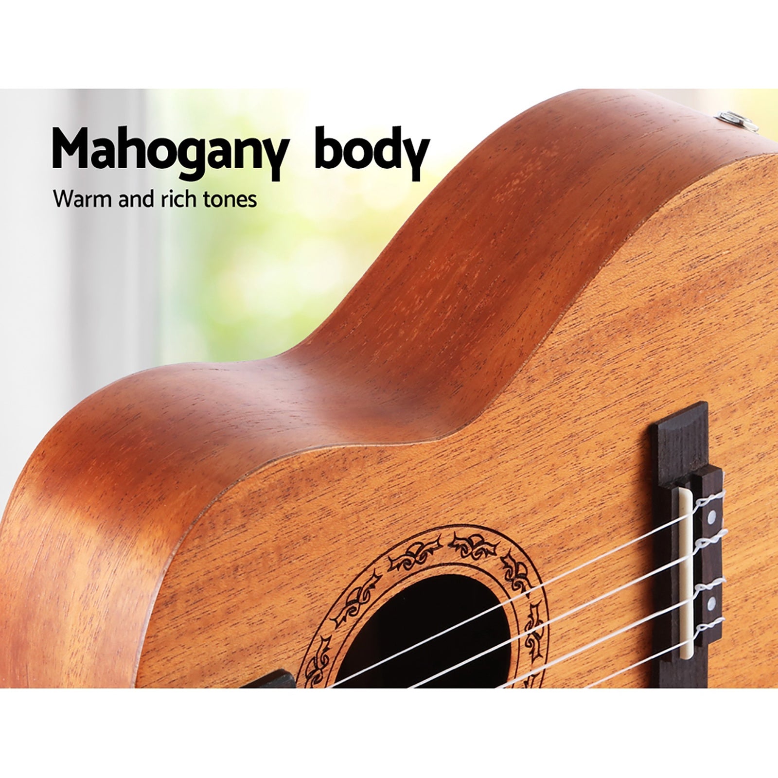 Alpha 26" Ukulele Natural Mahogany Tenor Beginner Gift w/ Carry Bag UKULE-D-26-NAT