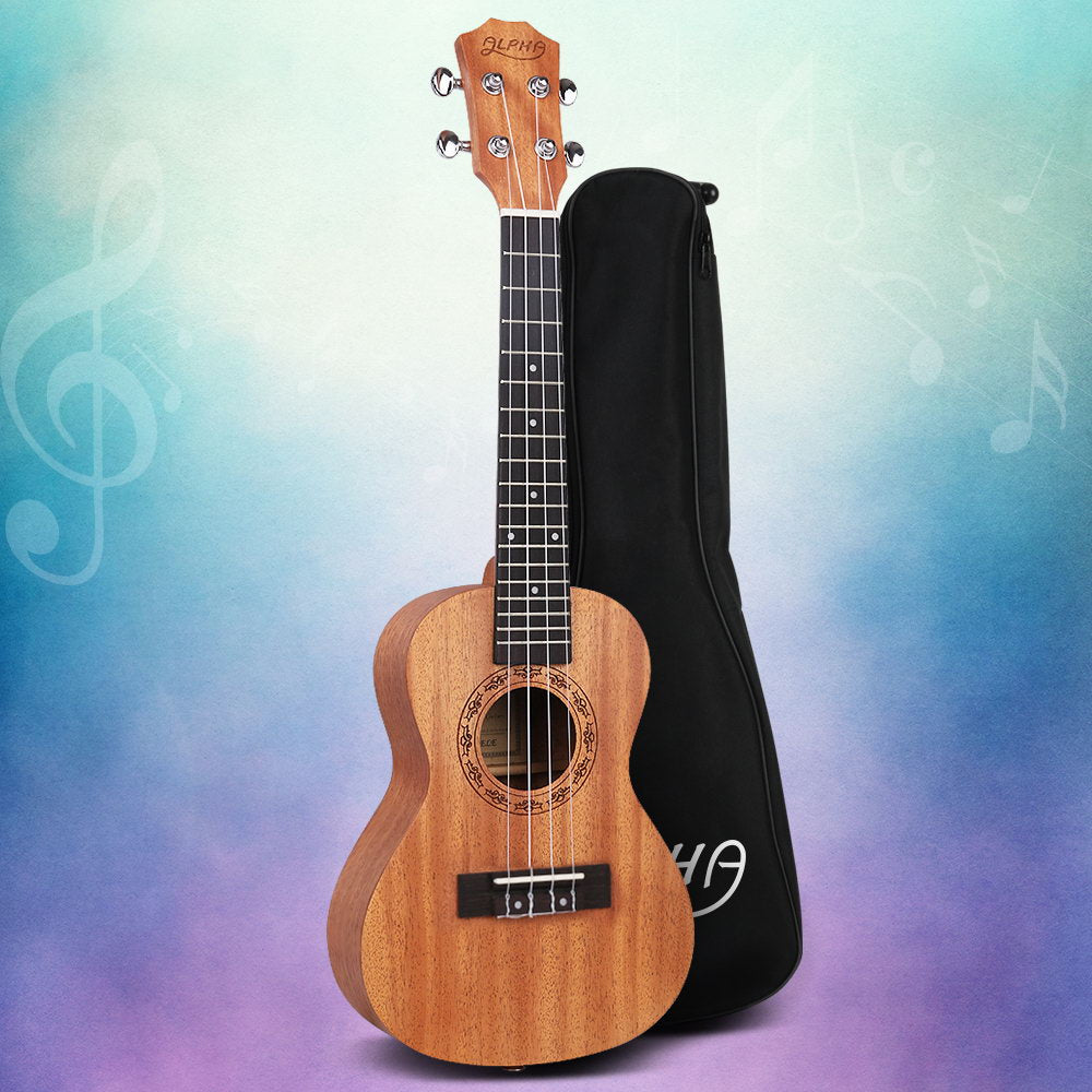 Alpha 26" Ukulele Natural Mahogany Tenor Beginner Gift w/ Carry Bag UKULE-D-26-NAT