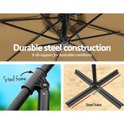 Instahut 3m Umbrella w/Base Outdoor Cantilever Beach Garden Patio Parasol Beige UMB-BAN-50-COM-BG