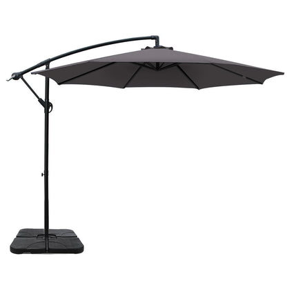 Instahut 3m Umbrella w/Base Outdoor Cantilever Beach Garden Patio Parasol Charcoal UMB-BAN-50-COM-CO