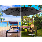 Instahut 3m Umbrella w/Base Outdoor Cantilever Beach Garden Patio Parasol Charcoal UMB-BAN-50-COM-CO