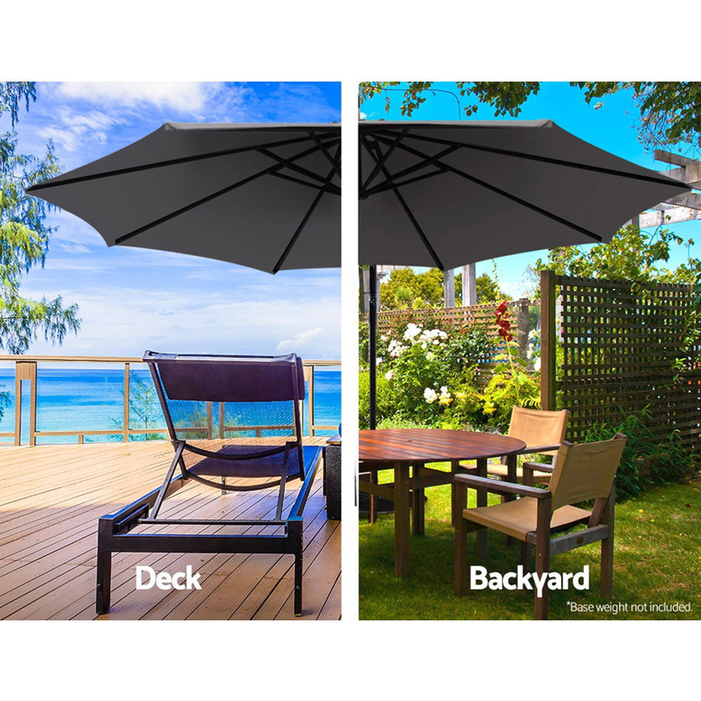 Instahut 3m Umbrella w/Base Outdoor Cantilever Beach Garden Patio Parasol Charcoal UMB-BAN-50-COM-CO