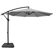 Instahut 3M Umbrella with 50x50cm Base Outdoor Umbrellas Cantilever Sun Stand UV Garden Grey UMB-BAN-50-COM-GR