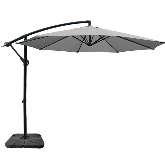 Instahut 3M Umbrella with 50x50cm Base Outdoor Umbrellas Cantilever Sun Stand UV Garden Grey UMB-BAN-50-COM-GR